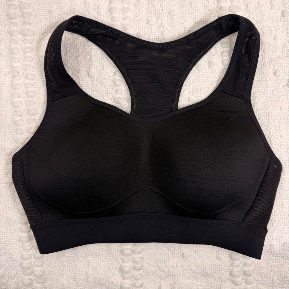 Gymshark Black Mesh Racerback Padded Sports Bra GLSB5055 Womens Size Small